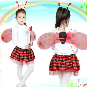 4 Piece Sets Halloween Christmas Bee Ladybug Costumes for Kids Girls Cute Party Fancy Dress