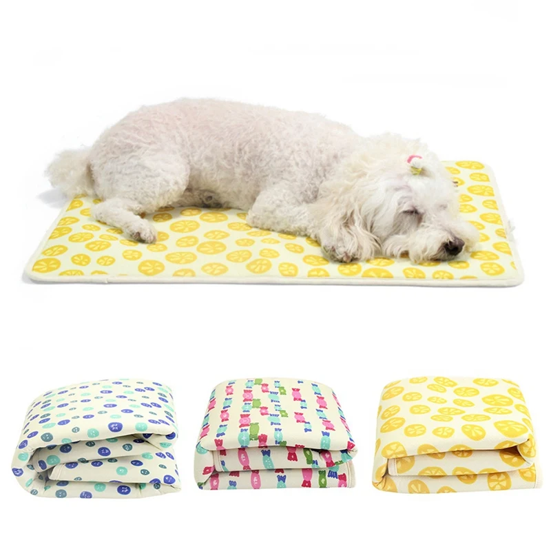 

4 Size Pets Summer Cooling Mat Pet Ice Pad Cool Cold Silk Moisture-Proof Cooler Sofa Mats Portable Tour Sleeping Pet Accessories