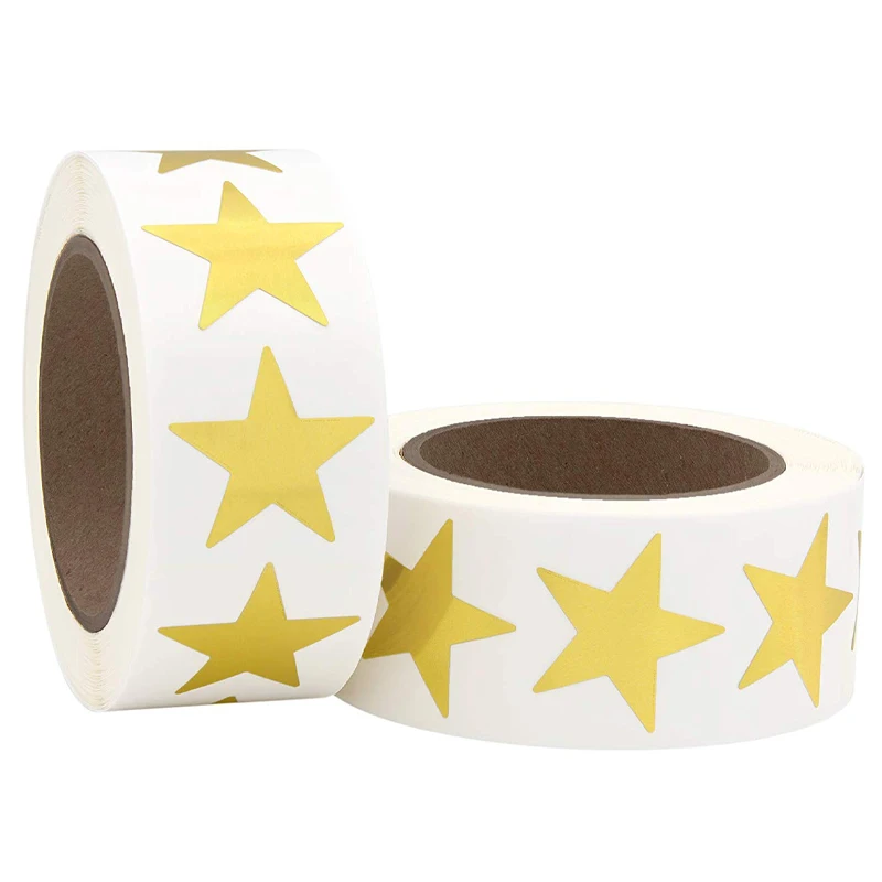 

1inch Gold Metallic Foil Star Shape Paper Stickers Labels Packaging Seals Crafts Wedding Favor Tag Labels 500 Total Per Roll