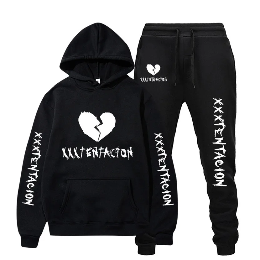 

2019 New Autumn/Winter XXXTentacion Revenge Kill Hip Hop Hoodies Sweatshirts And Sweatpants Men Two Piece Set Hooded Suit Velvet