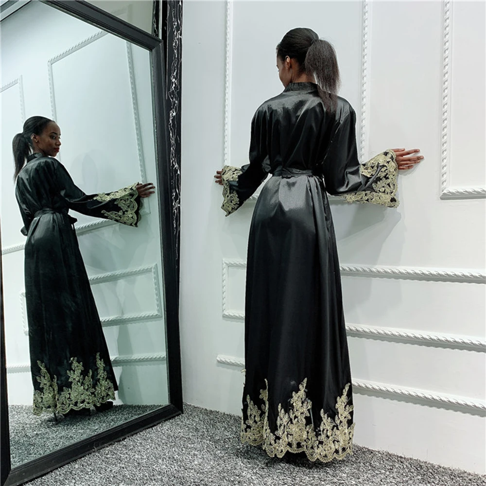 Черный абайя кимоно кардиган хиджаб мусульманское платье для женщин Саудовская турецкая исламская одежда Африканский кафтан Дубайский кафтан Пакистан Рамадан