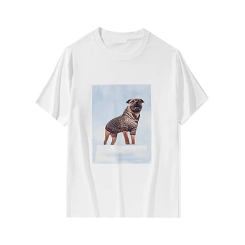 

Short sleeve t-shirt men's loose casual ins trend all over cotton round neck T-shirt lovers animal print short tee