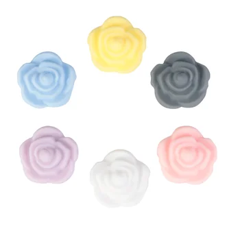 

30Pcs Rose Shape Baby Pacifier Beads Baby Chewing Toy Infant Teeth Grinding Beads Mixed Color