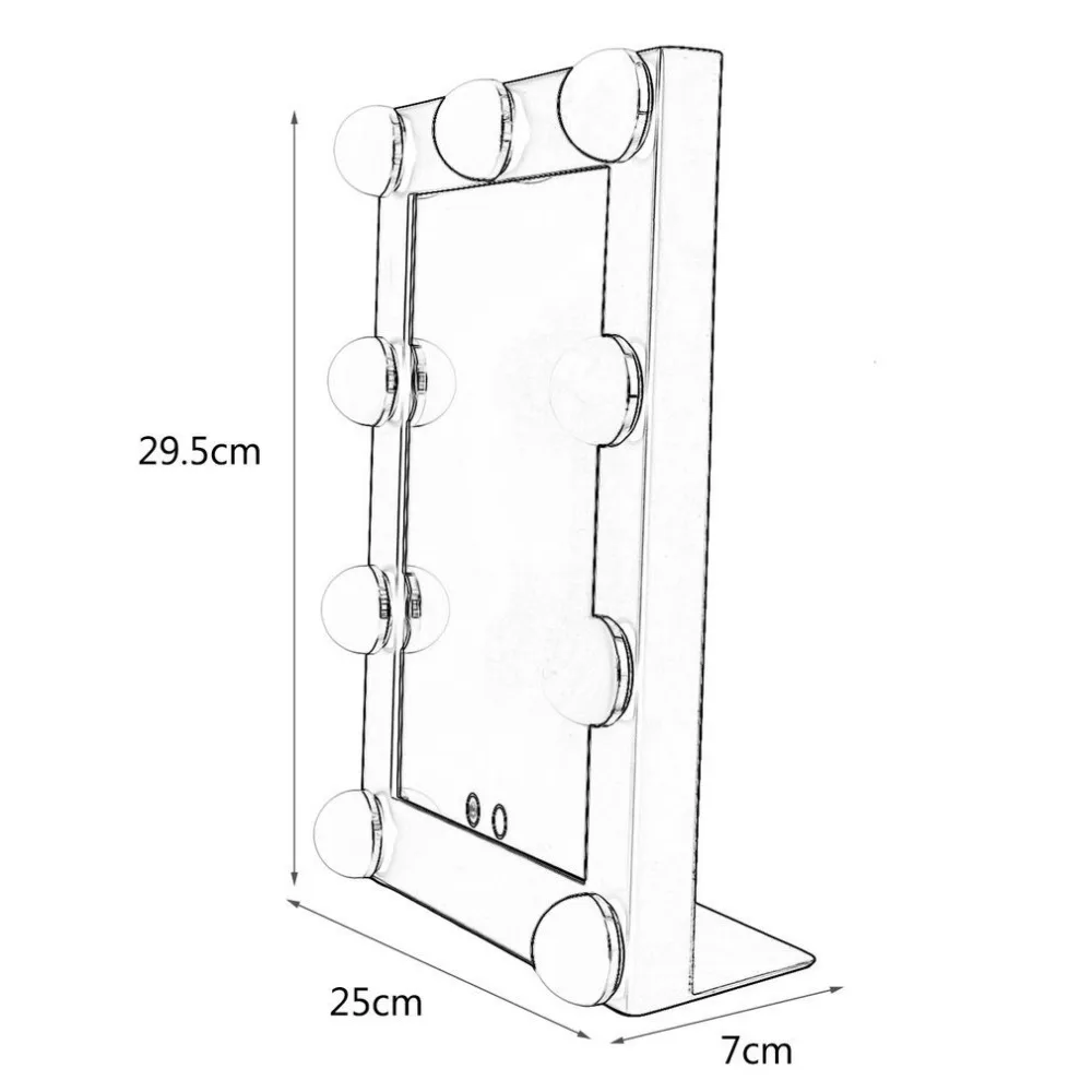 Туалетные таблички освещенное зеркало для макияжа с 9 светодиодный лампочками затемнения Красота зеркало Портативный Сенсорный экран зеркало штепсельная вилка стандарта США