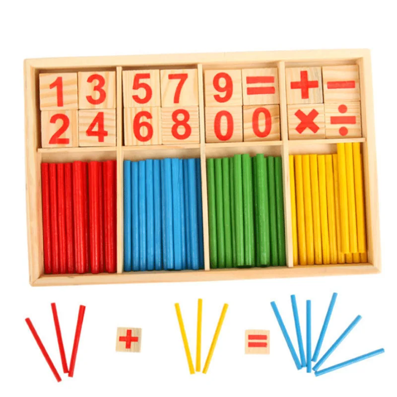 Jogo Educativo com bastão numérico de madeira de matemática para cálculo  pré-escolar (Idade Mínima Recomendada: 1 ano)