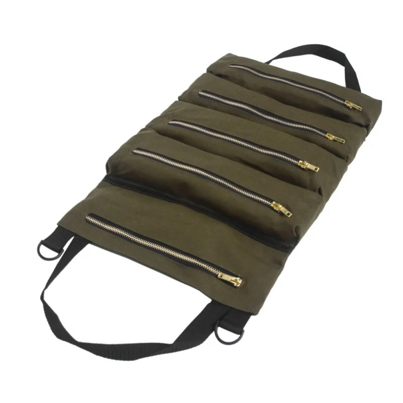 Outdoor Tool Hand Roll Bag Canvas Car Back Seat Storage Bag Convenient Small Tool Storage Bag