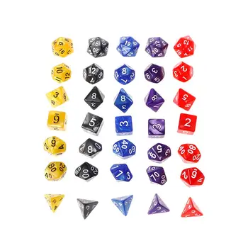 

7Pcs Polyhedral Dice White Numbers For Dragon Pathfinder D20 D12 2xD10 D8 D6 D4 M5TC