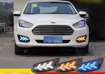 

Fast delivery Led daytime running lights+moving turn signal+blue night mode+remote control for Ford escort 2015-2018