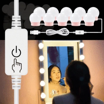 

LED Dressing Table Mirror Light USB Hollywood Makeup Mirror Lamp LED Bathroom Dimmable Vanity Light Bulbs LED Cosmetic Ampoule