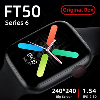 

IWO FT50 Smart Watch Series 6 Men Women Heart Rate Monitor Blood Pressure Smartwatch Smart Watch For Android IOS pk IWO 13 W26