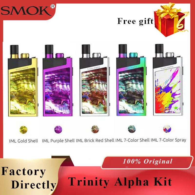 

VAPE Kit SMOK Trinity Alpha Kit Pod System Vape Built-in 1000mAh with 2.8ml MTL Pod fit Nord Mesh coil Vape Kit