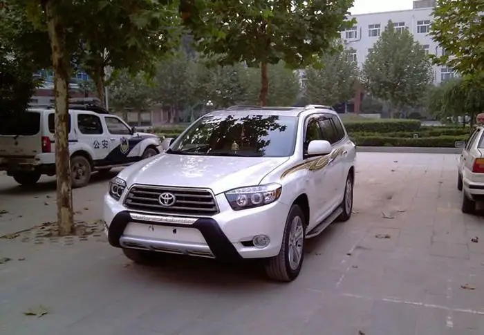 Автомобильный Стайлинг для 2008-2010 Toyota Highlander Передний+ задний бампер защитная пластина АБС пластик