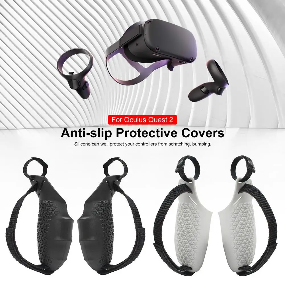 NANW Touch Controller Grip Cover Compatible with Oculus Quest 2 Handle Elastic Knuckle Silicone Straps Protective Skin Case Anti-Throw Handle Protective Sleeve for Quest 2-Black 