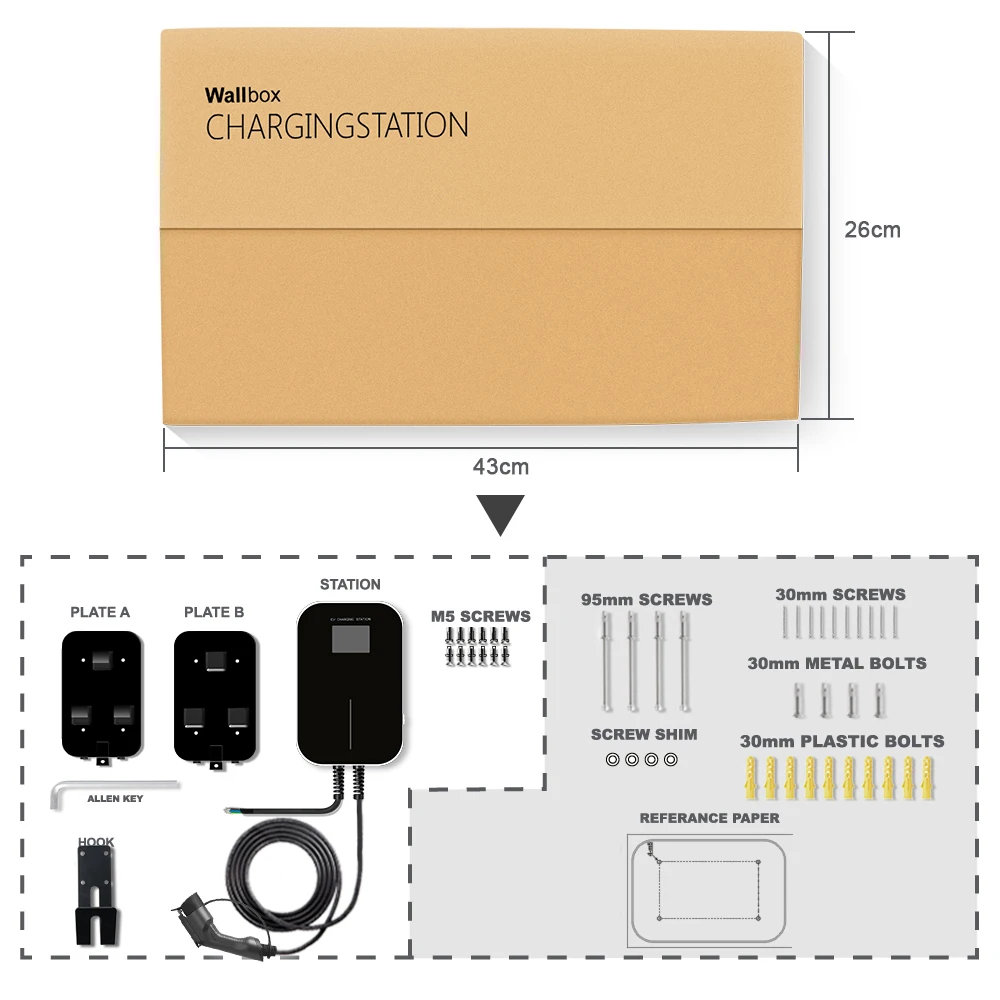 32A 1 фазное приложение EVSE Wallbox версия настенное зарядное устройство Wifi EV зарядная