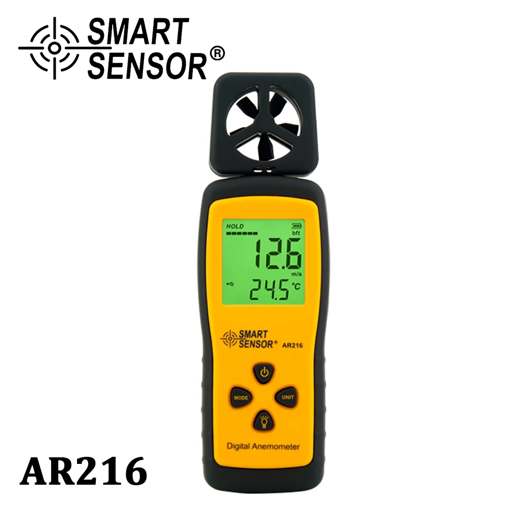 

SMART SENSOR Digital Air Flow meter Anemometer Ar216 0-30M/S Wind Speed Handheld Anemometer Thermometer Wind Flow Speed Meter