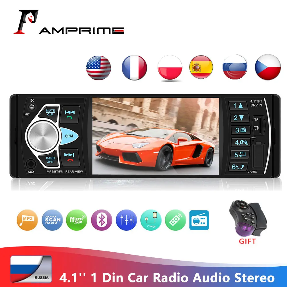 Автомагнитола AMPrime 4022D 4 1 дюйма Din автомагнитола стереомагнитола с Bluetooth поддержкой камеры заднего вида USB
