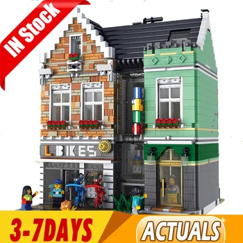 

In Stock LR 10004 Creator Series Bike Shop Bicycle Street View Building Block 3668pcs Bricks Educational Toys Gift