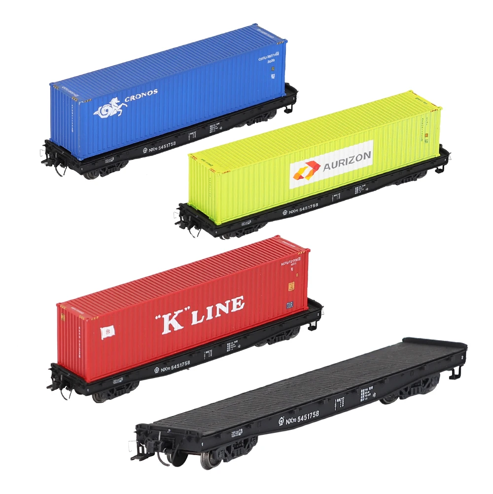 HO Scale 40FT Train Flat Shipping Container Carriage Car For Railway
