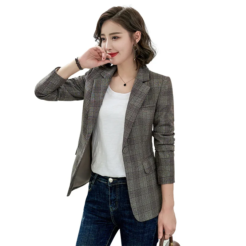 Suit jacket women new autumn plaid small suit Professional style long sleeve women's blazer Womanish jacket Coat Female