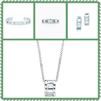 

SHINETUNG TIFF Original 100% S925 Sterling Silver Roman Numerals Silver Trendy Bracelet Women Romance High-End Jewelry Suit