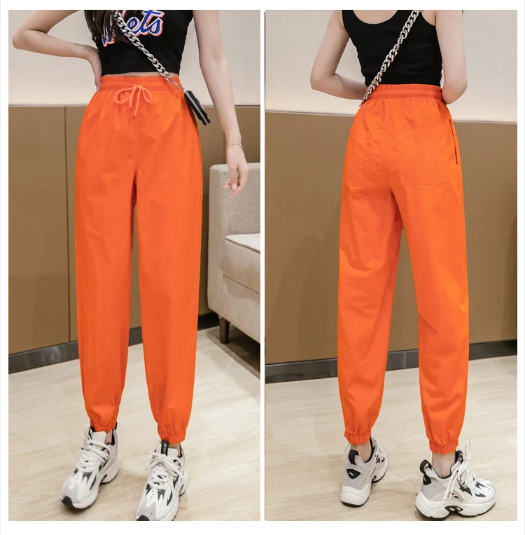 Jielur Trousers Women Solid Color Elastic Waist Candy Color Autumn Pants New Chic Sweatpants Pantalon Femme Roupas Slim Pants
