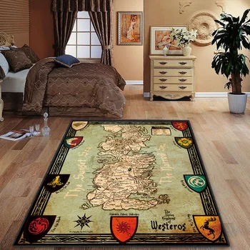 

Anime Game of Throne Stark Movie Floor Rug Carpet Room Doormat Non-slip Mat Map