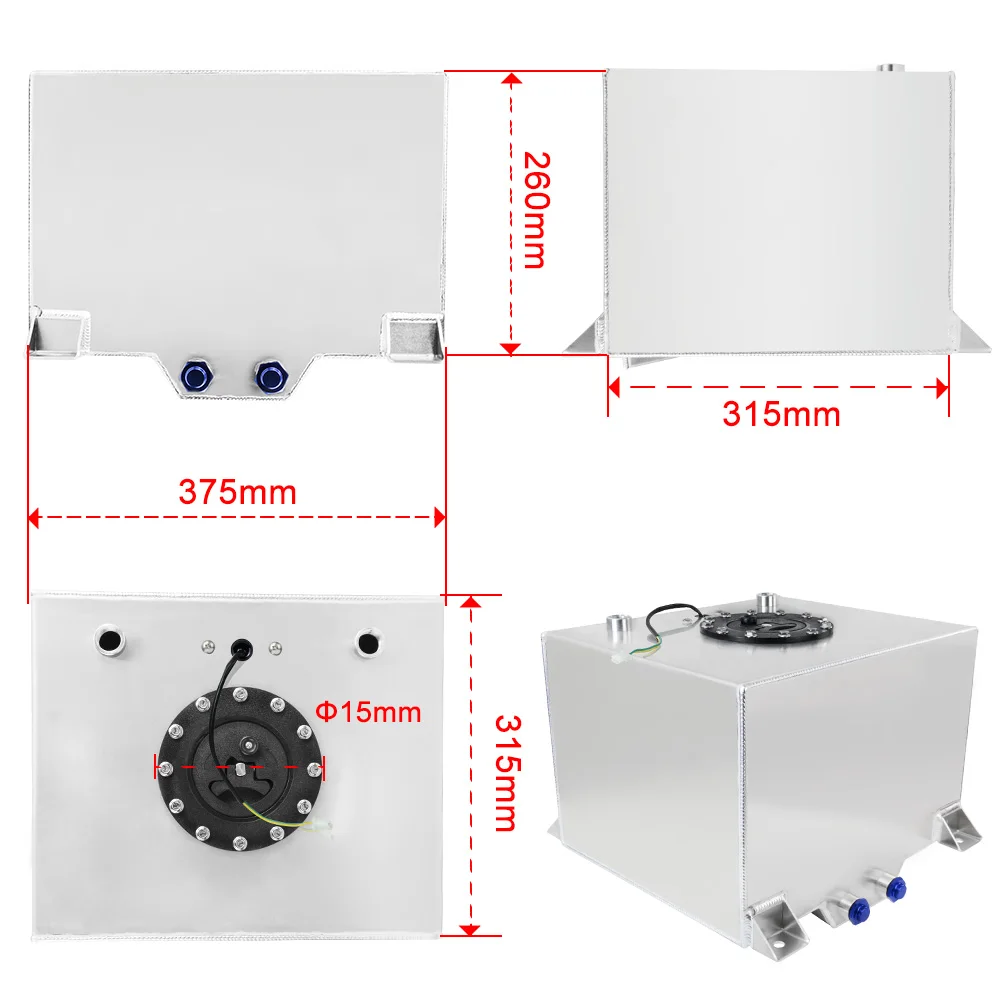 Hypertune 30L алюминиевый топливный всплеск бак зеркальный полированный элемент с