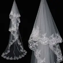 Новая белая Однослойная Тюлевая кружевная свадебная вуаль длиной 3 метра, Соборная Фата невесты