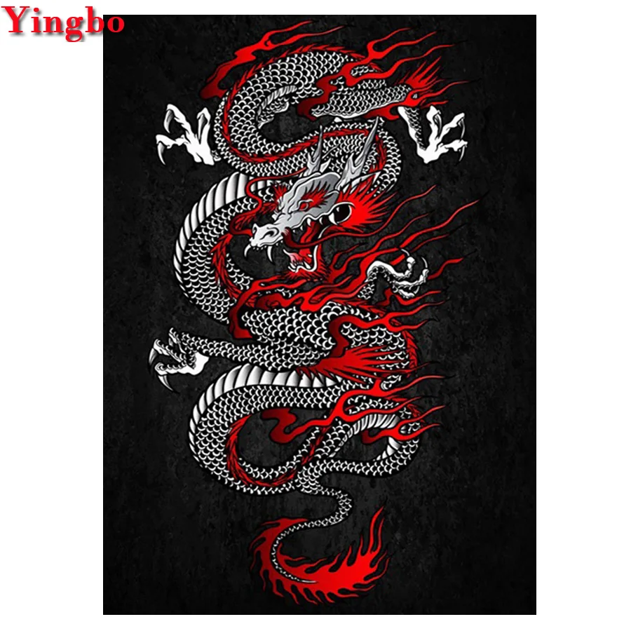 Full Square Round 5D DIY Diamond painting Dragon Embroidery rhinestones decoration mosaic pictures Japanese style | Дом и сад