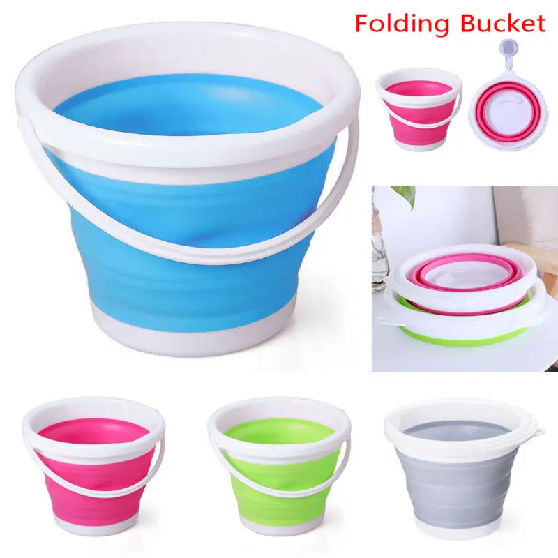 

Fashion 3/5/10L Folding Silicone Collapsible Bucket Camping Outdoor Fishing Pot Durable Household cleaning 3 Colors Optional