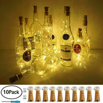 

10PCS led Wine Bottle String with Cork 10 15 20 LED Bottle Lights Battery Cork for Party Wedding Christmas Halloween Bar Decorat
