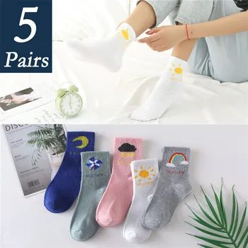 

10 pieces=5Pairs Women's Socks Fashion Autumn Socks Funny Cute Fruits Cute Happy Short Socks For Spring Cotton Wwomen Socks
