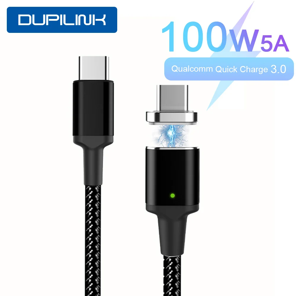 Магнитный кабель usb type C PD 100 Вт 5А супер быстрый для зарядки и передачи данных 1 8 м