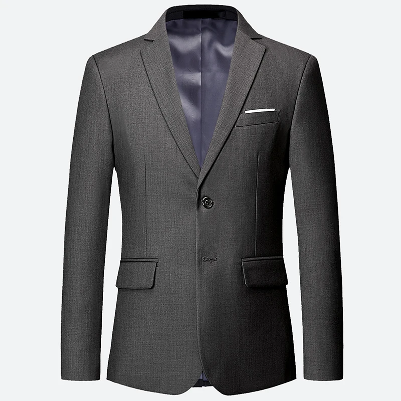 Gray Blazer Классический мужской костюм, набор,, высокое качество, подгонянный, сплошной цвет, тонкий, деловой костюм, жених, свадебная одежда, высокое качество, смокинг/2 шт - Цвет: Gray Blazer