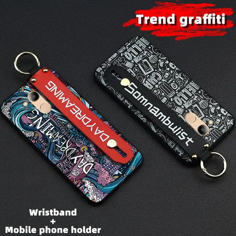 Lanyard Phone Case For Huawei Honor V9 Play / 6C Pro 5.2-inch Shockproof Delicate TPU Cover Holder Graffiti Series | Мобильные