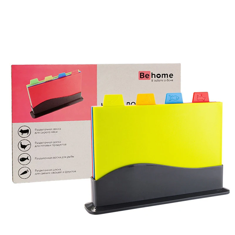 

4Pc Thickened Cutting Board Set Multifunctional Household Pp Cutting Board Plastic Cutting Board Set Fruit Cut Tools For Kitchen
