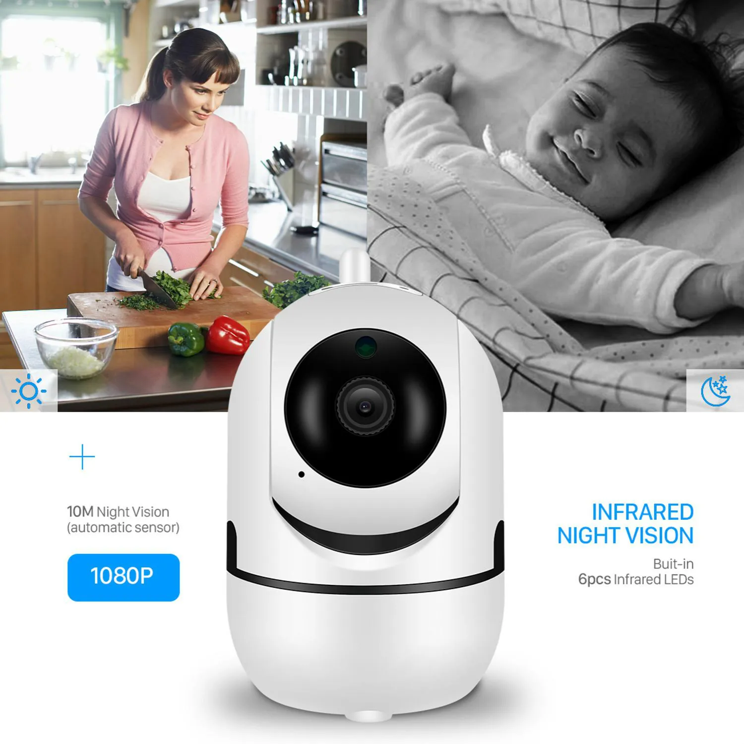 BESDER 1080P Wireless IP Camera Intelligent Human Auto Tracking Home Security Surveillance CCTV Network Mini WiFi Camera Audio