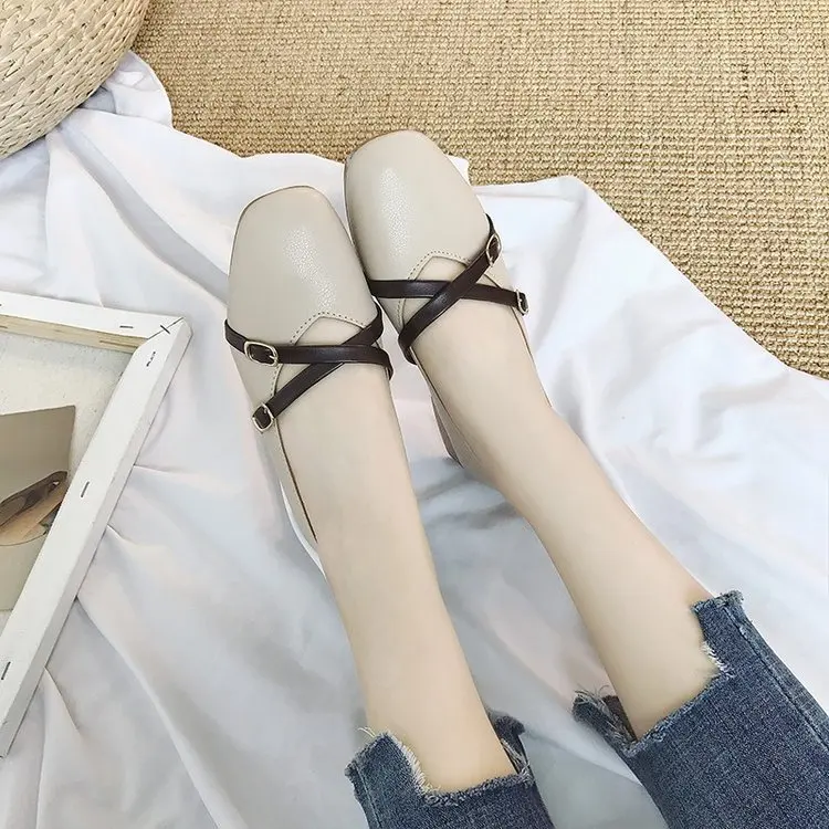 

2018 Summer Korean-style New Style Simple Casual Versatile Square Head Semi-high Heeled Four Seasons Comfortable Anti-slip Fashi