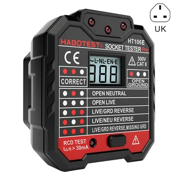 

Socket Outlet Tester Circuit Polarity Voltage Wall Plug Breaker Finder with RCD/GFCI WWO66
