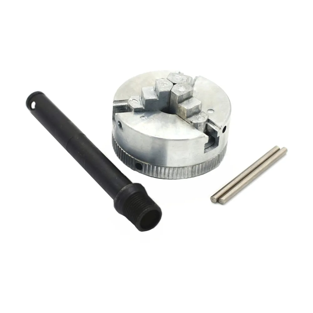 Three 3 Jaw Chuck 2" 45mm 1.8~56mm /12~65mm Z011 Clamping Two Lock Rods M12x1mm Threaded Back Connecting rod for Mini Lathe metal lathe wood lathe machine