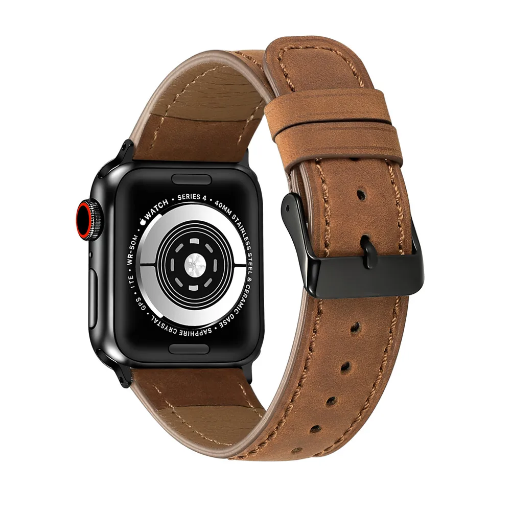 Ремешок из натуральной кожи для часов Apple Watch 5 4 3 2 1 ремешок 38 мм 40 мм 42 мм 44 мм Сменные аксессуары для часов iWatch 5 4