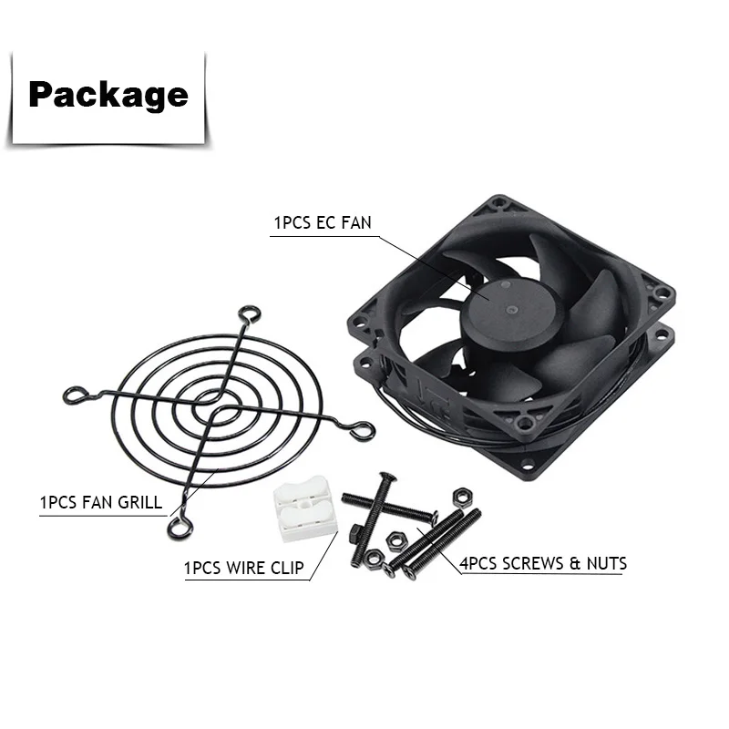 Younuon-ec Ventilador Axial sem Escova com Parafusos e Grelha ca 110v 115v 120v 220v 240v 6025 8025 9225 12025 12038 60 mm 80 Milímetros 90 Milímetros - Imagem 5