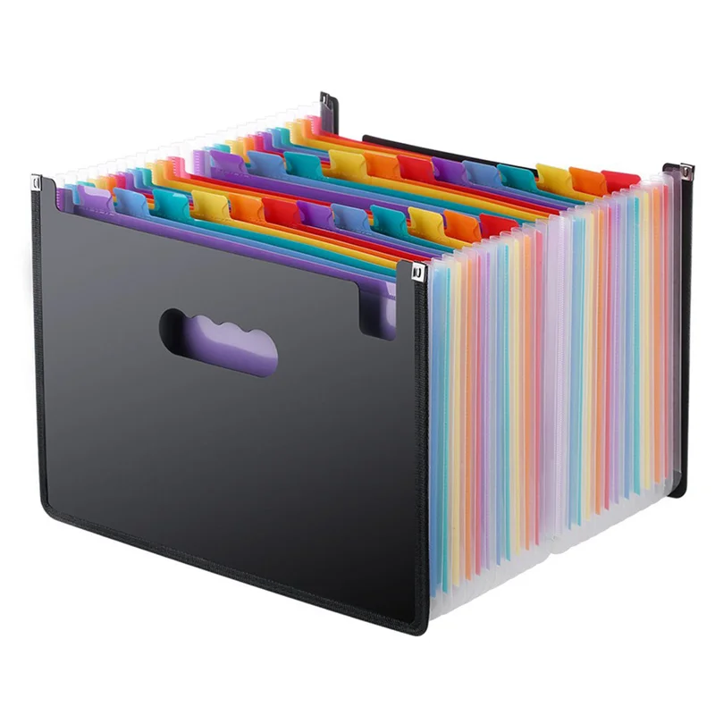 

Expanding File Folder 24 Pockets, black Accordion A4 folder
