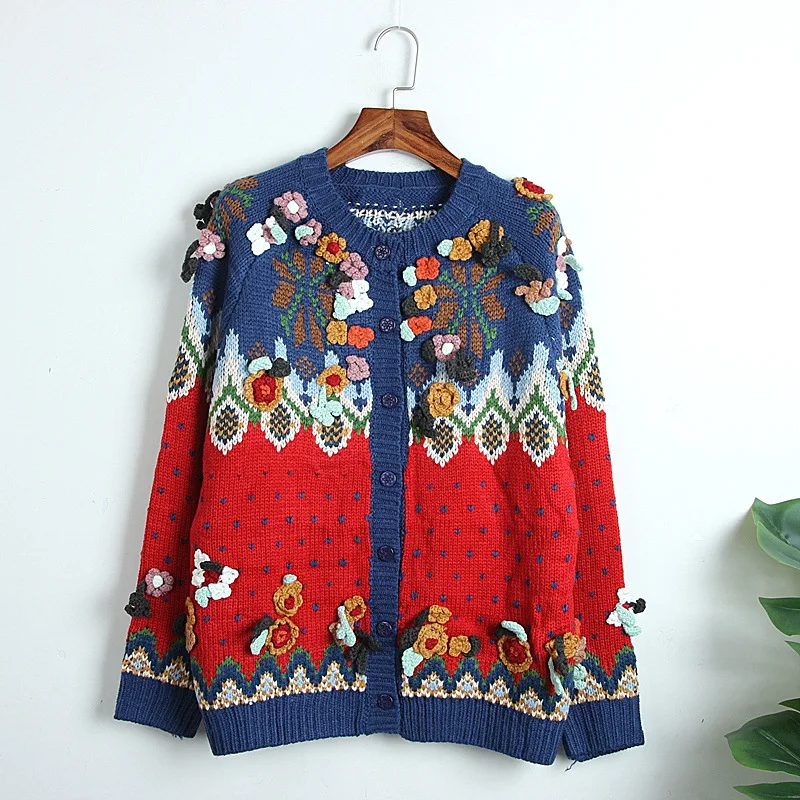 SHENGPALAE 2020 Autumn New Sweater Coat Female Red
