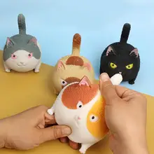 

Daily Anxiety Relief Toys Creative Safe Cartoon Exquisite Workmanship Three-dimensional Cat Squeeze Finger Toy for Children
