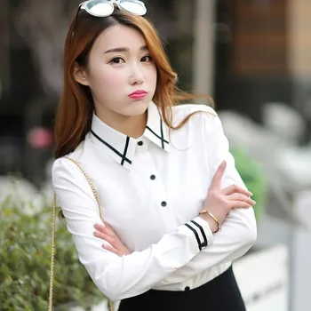 

JFUNCY Plus Size Women Tops and Blouses 2020 Elegant OL Long Sleeve Shirts Office Lady Work Wear Young Student Girls Clothes