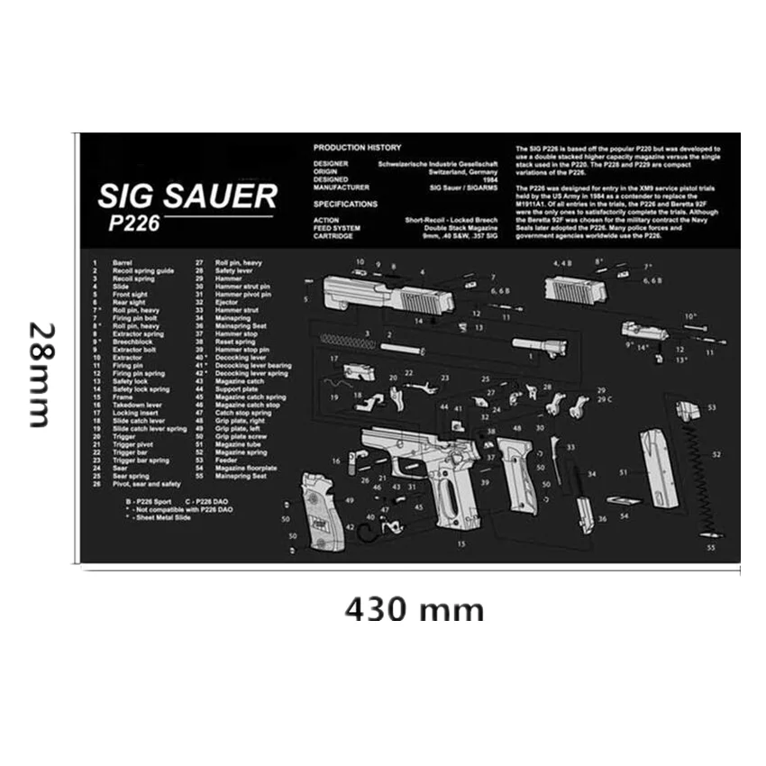 Gun Cleaning Mat For Taurus TS9 G2C G3C TH9 TH40 CZ P10 C F Parts Diagram Instructions Patches