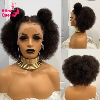 

Bob Wig Pre-Plucked 13x6 Kinky Curly Wig Bleached Knots Short Lace Front Human Hair Wigs For Afro Black Women Remy Closure Wig