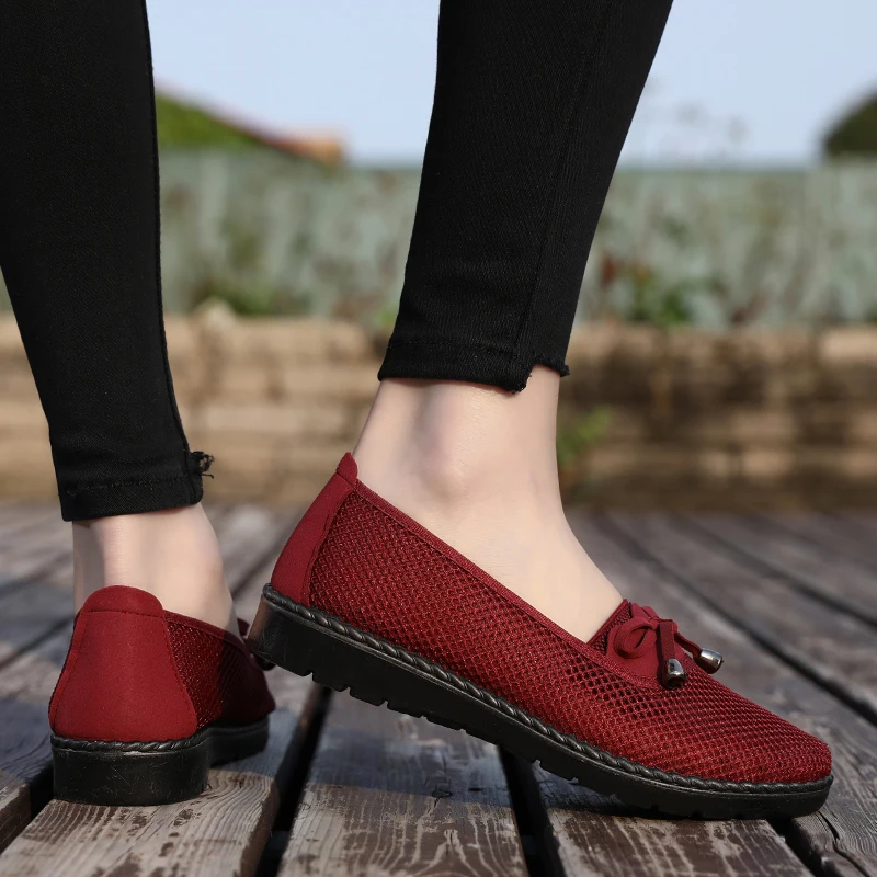Women flats 2020 single sneakers women shoes flats mesh mom solid color casual loafers shoes woman flat tenis feminino