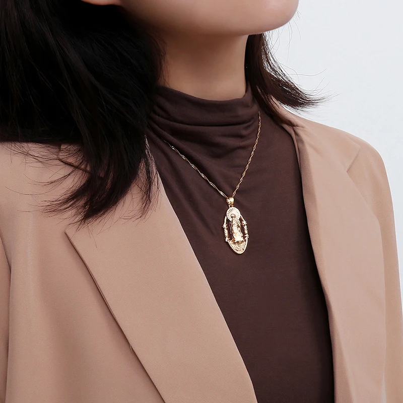 Ожерелье Девы Марии изысканная Золотая медальон ожерелье мать Мэри кулон